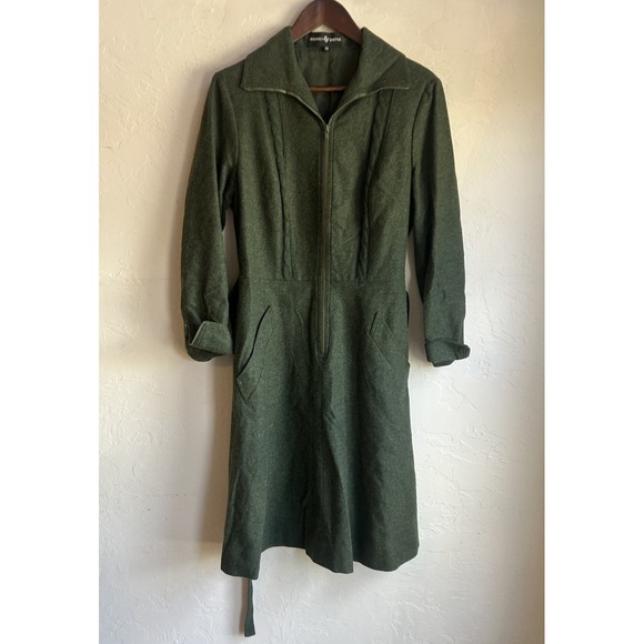 Vintage Lodenfrey Green Wool Coat Dress Heritage Loden Dark Academia 42 EU - Picture 6 of 14